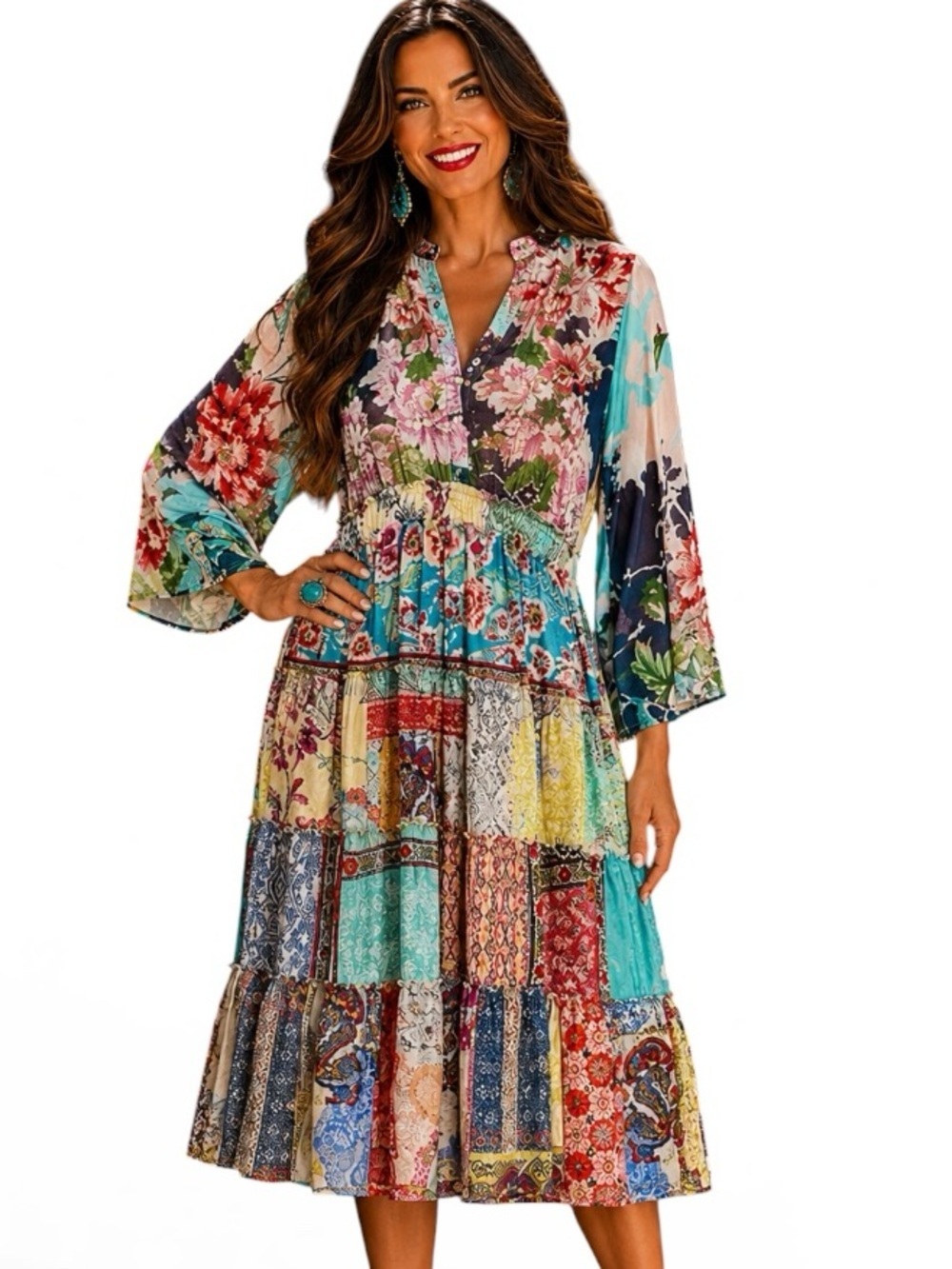 Johnny Was silk Gigi tiered peasant dress NWT